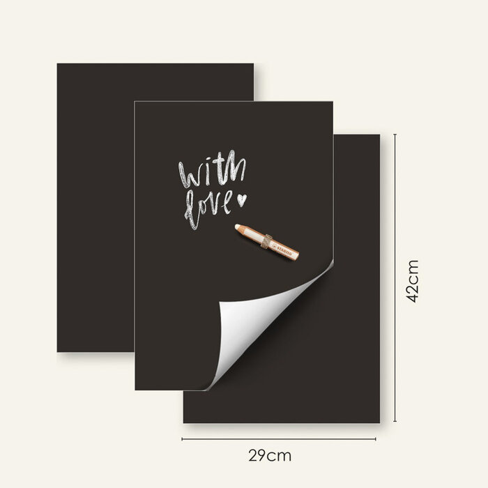 Groovy Magnets Autocollant Magnétique Tableau Noir - Rectangle (29x42cm) Lot de 3