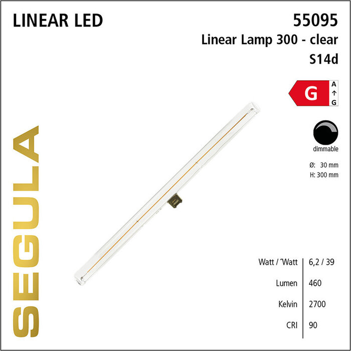 Segula Applique linéaire LED Soft Clear - L30cm