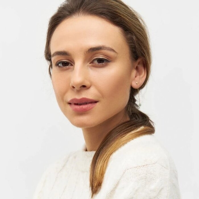 LULU Copenhagen Boucle d'Oreille Chaîne en Pierre Naturelle (1 pièce) - Vert Clair