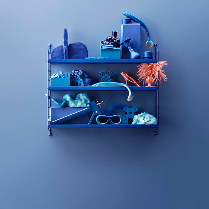 String Armoire murale de poche en métal bleu-bleu 60x15x50
