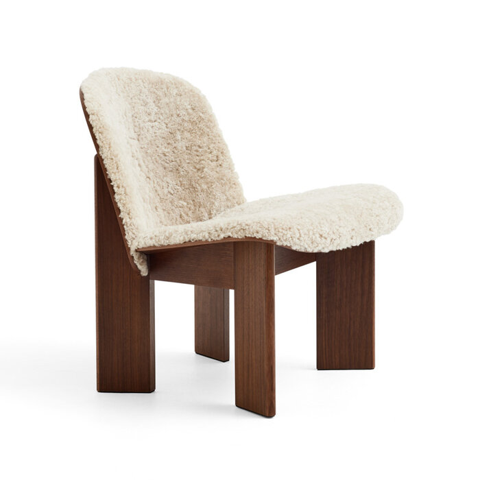 HAY Chaise longue Chisel - Noyer laqué à l'eau - Peau de mouton Mohawi 21