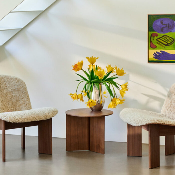 HAY Chaise longue Chisel - Noyer laqué à l'eau - Peau de mouton Mohawi 21