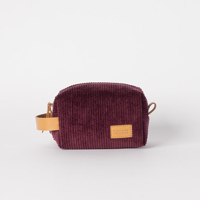 O MY BAG Ted Toilettas - Burgundy Corduroy / Cognac Apple Leather (Small)