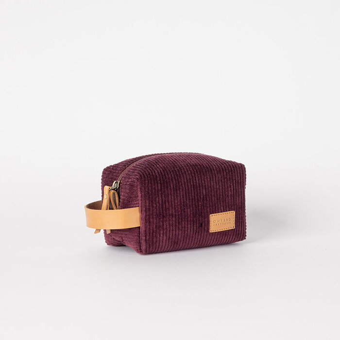O MY BAG Ted Toilettas - Burgundy Corduroy / Cognac Apple Leather (Small)