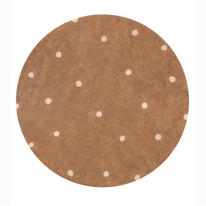 Lorena Canals Dot Chestnut - rond wasbaar tapijt katoen Ø140 cm