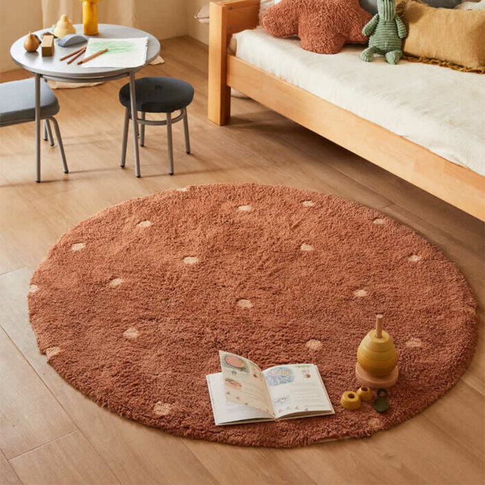 Lorena Canals Dot Chestnut - rond wasbaar tapijt katoen Ø140 cm