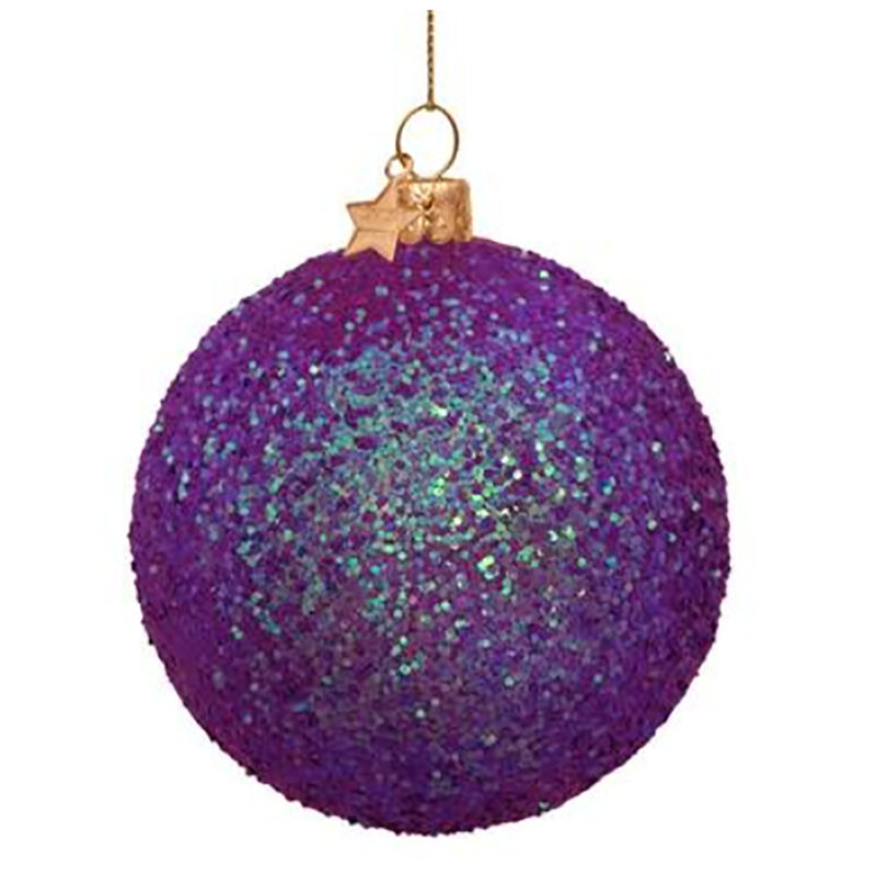 VONDELS Kerstbal - Mid Purple Neon Pailletten (Glass) - VONDELS