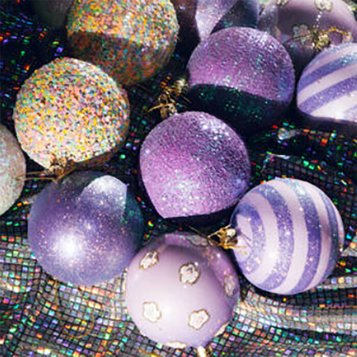 VONDELS Kerstbal - Mid Purple Neon Pailletten (Glass) - VONDELS