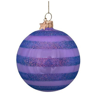 VONDELS Boule de Noël - Mid Purple Glitter Stripes (Verre)