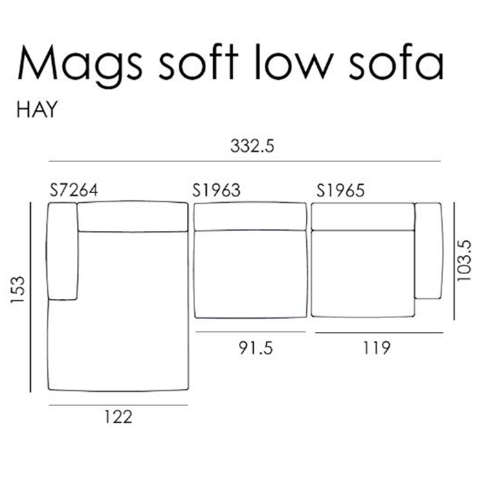 HAY Mags soft sofa low  armrest - metaphor 034