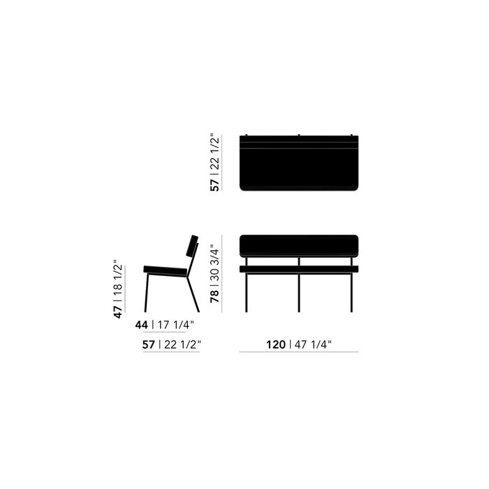 Studio Henk Banc de table à manger Coode - Black frame - Studio Henk