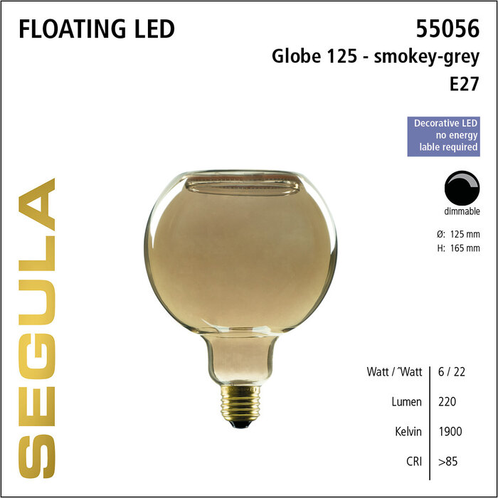 Segula Floating Globe LED - Smokey Grey