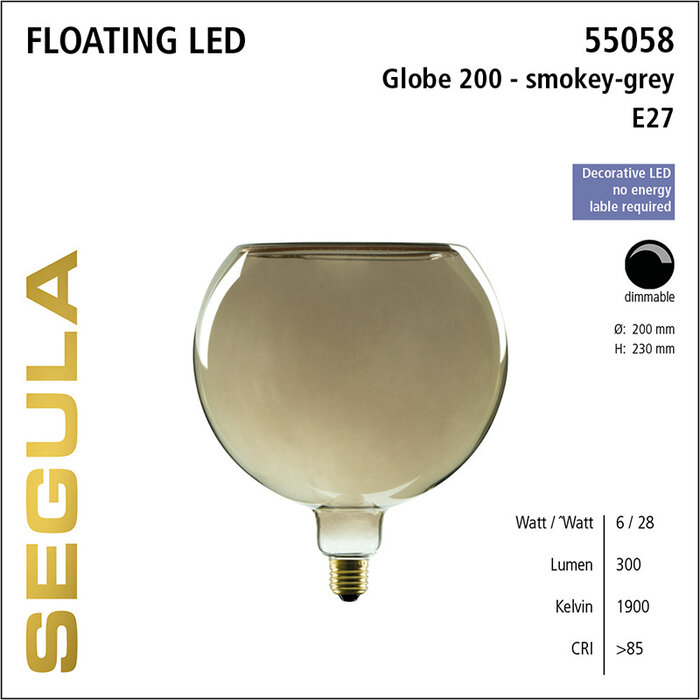 Segula Floating Globe LED - Smokey Grey