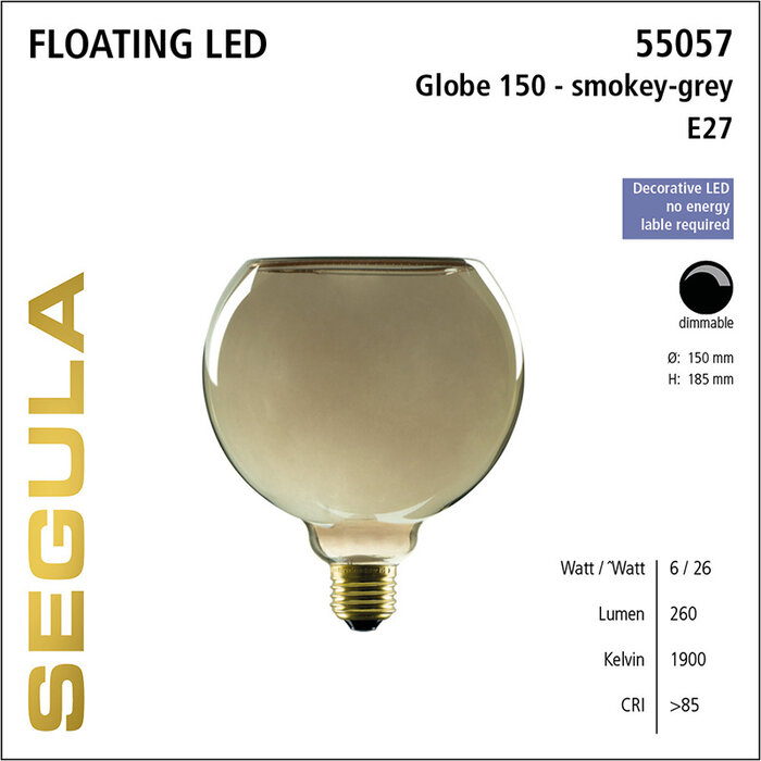 Segula Floating Globe LED - Smokey Grey