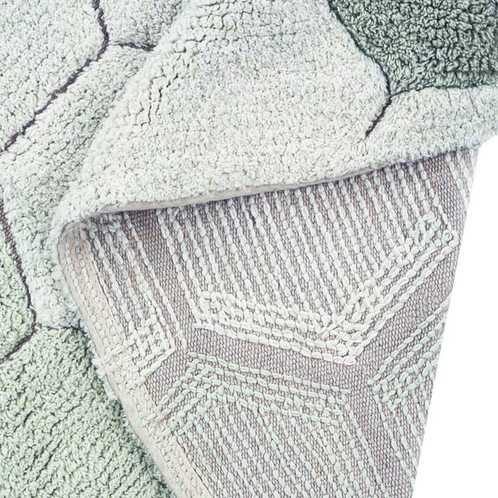 Lorena Canals Honeycomb Blue Sage Ø 140 cm - wasbaar tapijt katoen