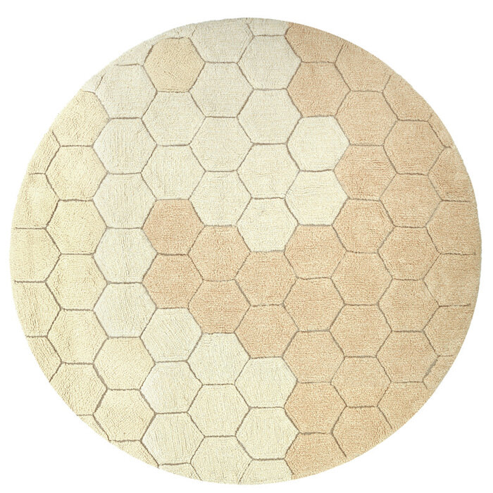 Lorena Canals Honeycomb Golden Ø 140 cm - wasbaar tapijt katoen
