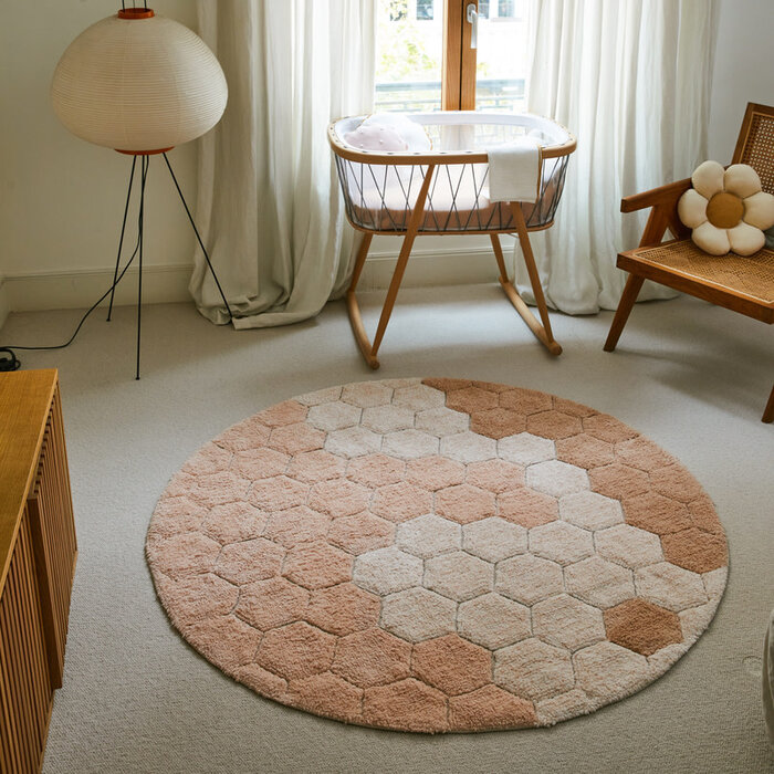 Lorena Canals Honeycomb Rose Ø 140 cm - wasbaar tapijt katoen