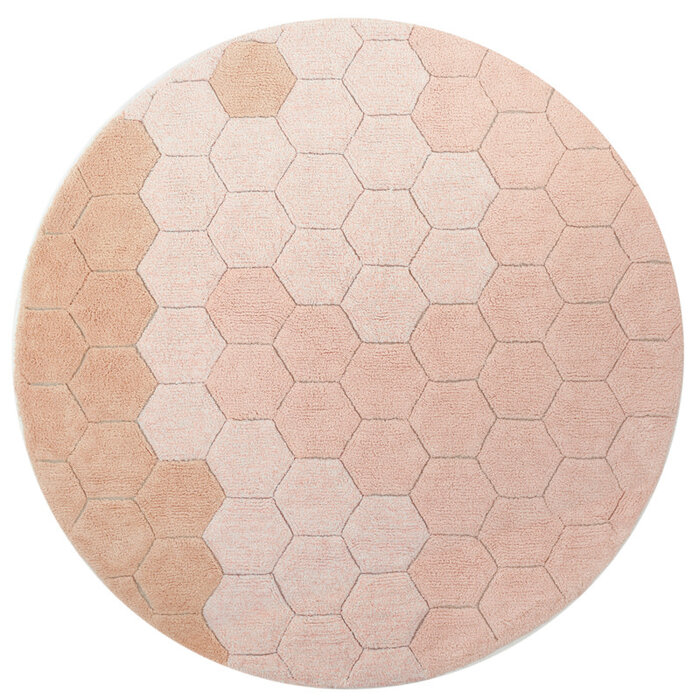Lorena Canals Honeycomb Rose Ø 140 cm - tapis lavable en coton