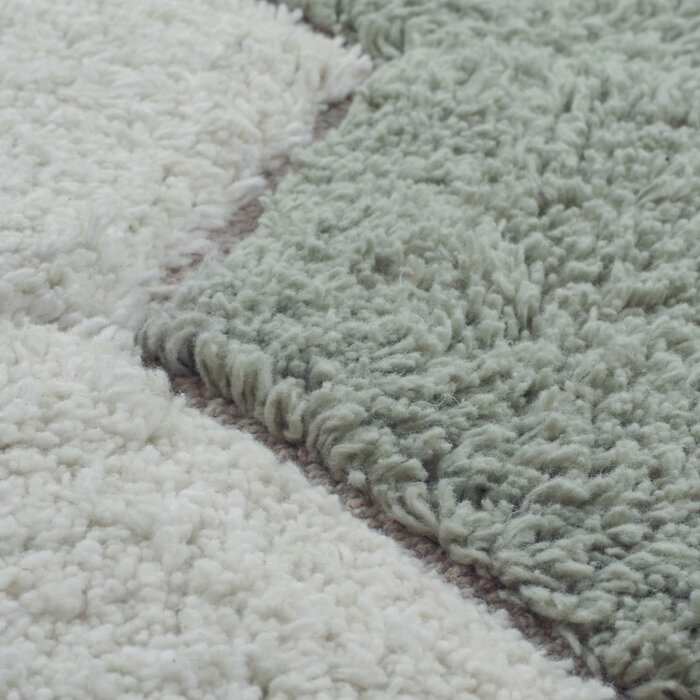 Lorena Canals Honeycomb Blue Sage Ø 140 cm - wasbaar tapijt katoen