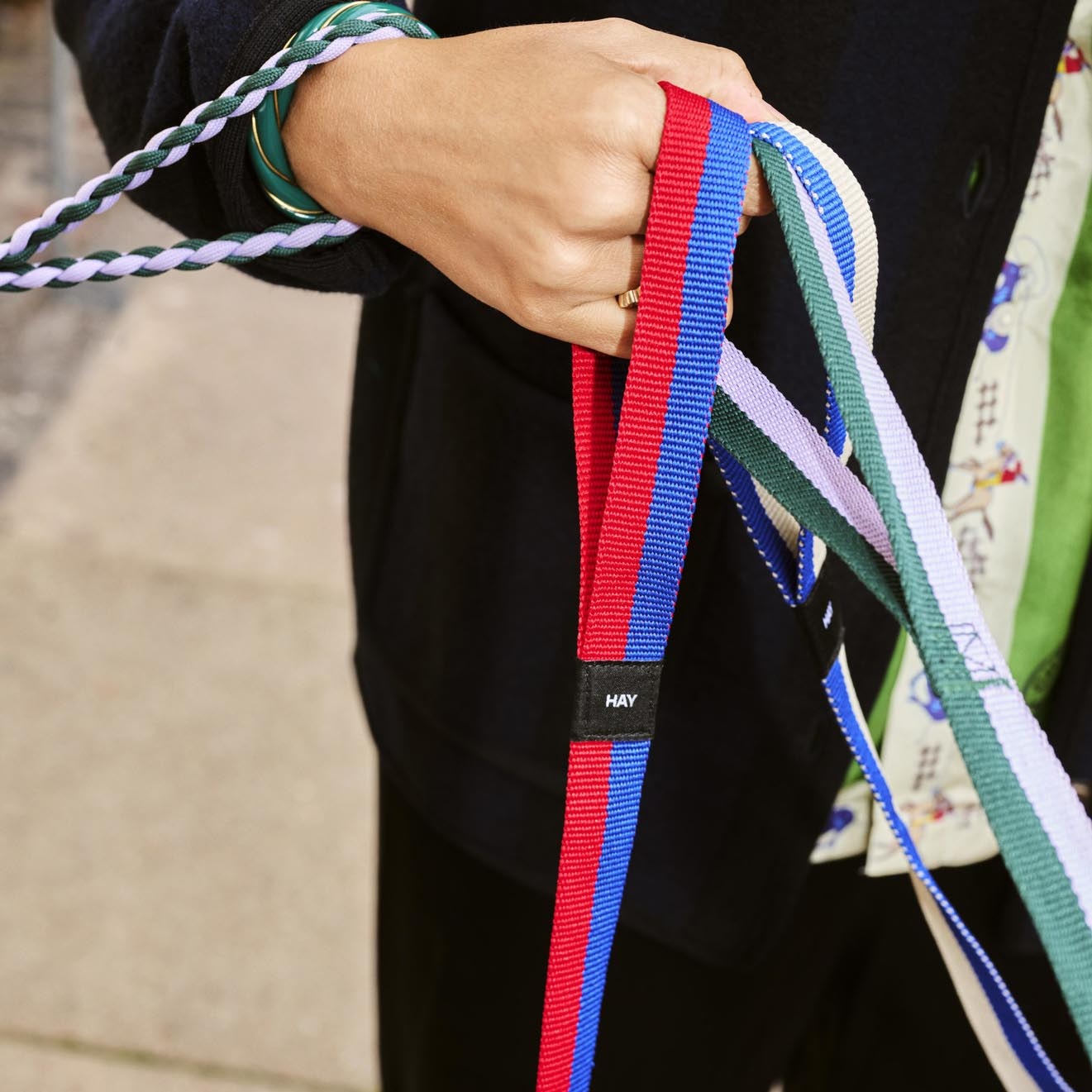 HAY Dog Leash Flat - Blue Off-white - HAY