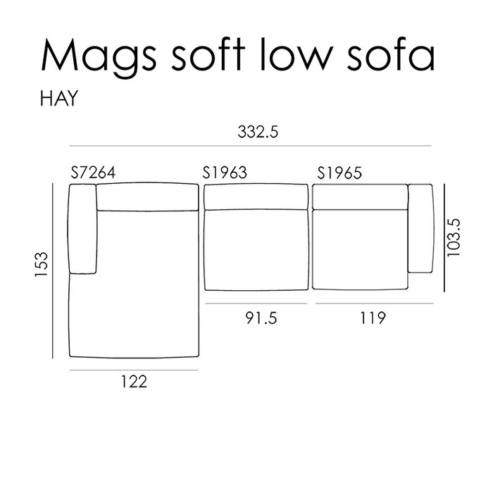 HAY Mags soft low sofa - showroom model - bolgheri left end - beige stikking