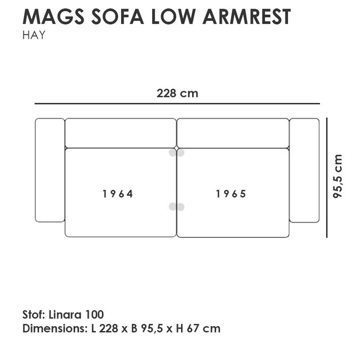 HAY Mags Sofa Low Armrest - Linara 100 - HAY