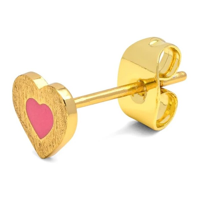 LULU Copenhagen Oorring Color Heart (1 stuk) - Goud/Roze - LULU Copenhagen