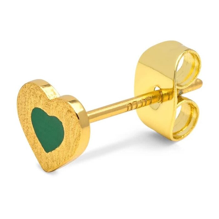 LULU Copenhagen Oorring Color Heart (1 stuk) - Goud/Groen - LULU Copenhagen