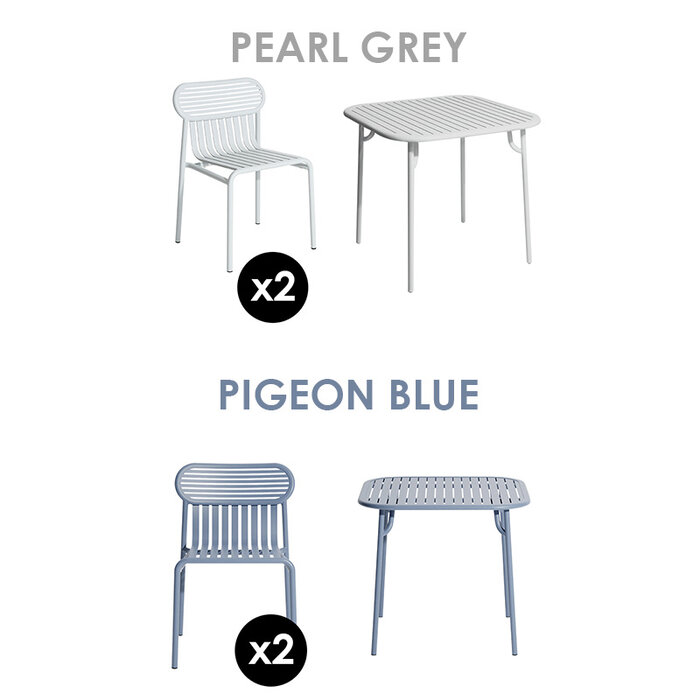 Petite Friture Set de jardin 85x85 table + 2 chairs Week-end