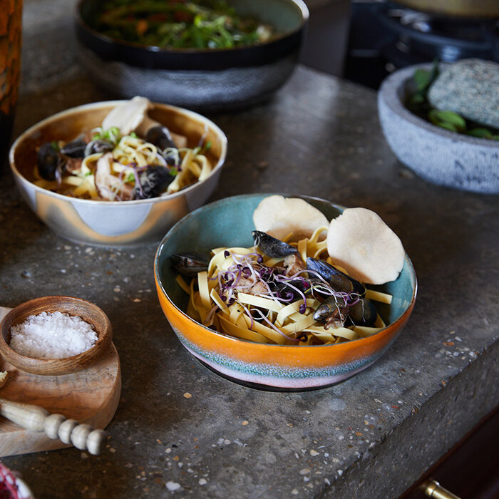 HKliving Pasta borden - Golden Hour Ø19,5 (set van 2) - HK Living