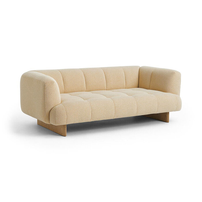HAY Quilton Lift Sofa - 2 Seater - Tartaglia Ocre White - Oak Base - HAY