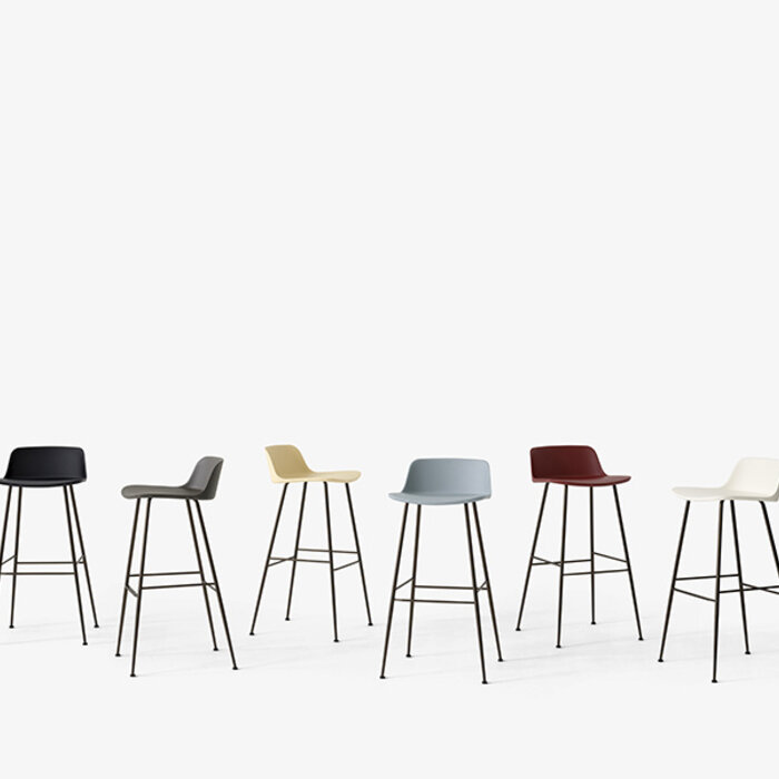 &Tradition Rely HW81 Tabouret de bar H65 à dossier bas - Base tube bronze - &Tradition