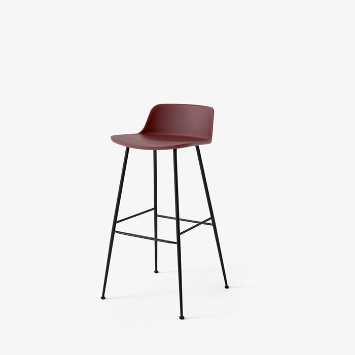 &Tradition Rely HW86 Tabouret de bar H75 dossier bas - Base tube noir - &Tradition