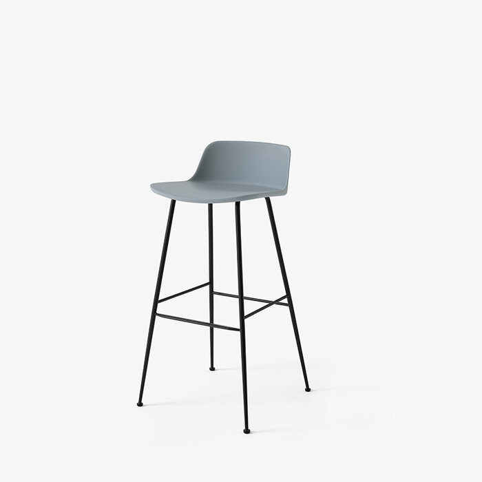 &Tradition Rely HW86 Tabouret de bar H75 dossier bas - Base tube noir - &Tradition