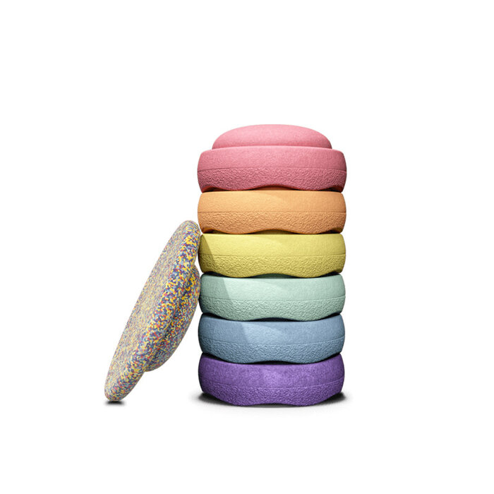 Stapelstein Rainbow set + Planche d'équilibre confetti - Stapelstein