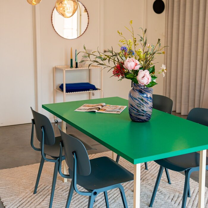 HAY Two-colour round table - green mint tabletop - Ivory frame - Muller Van Severen