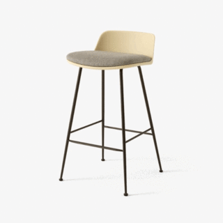 &Tradition HW82 Tabouret de bar H66.5 dossier bas - rembourré - base tube bronze