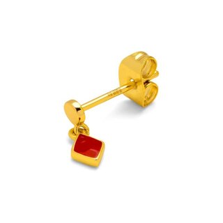 LULU Copenhagen Oorringen Confetti Dangling (1 stuk) Goud - Passion red of Marigold