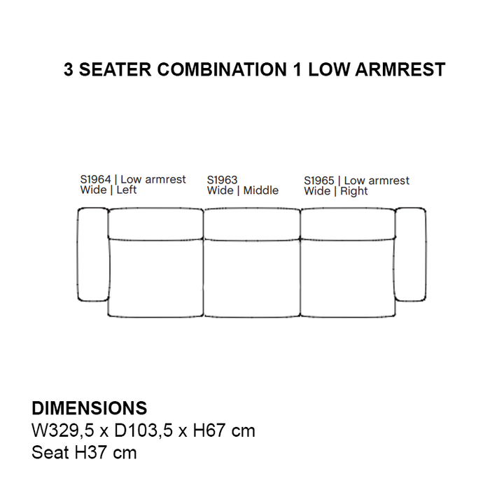 HAY Mags Soft canapé Low armrest - 3 seater - Flamiber cream - HAY
