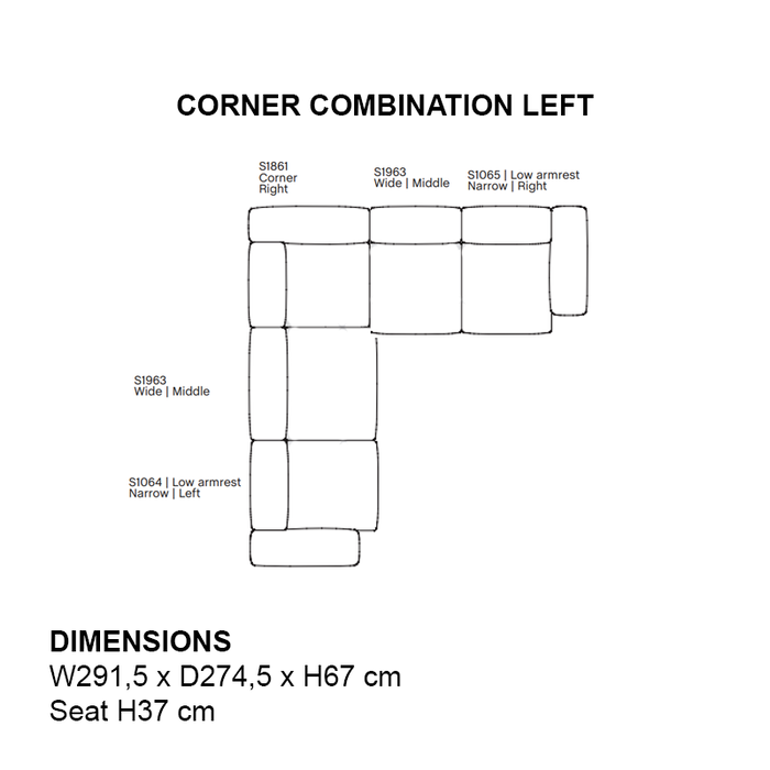 HAY Mags Soft sofa Low armrest - 5 seater - Metaphor 031 - HAY