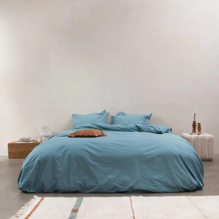 SNURK beddengoed FLANEL Housse de couette bleu minéral 2p - SNURK