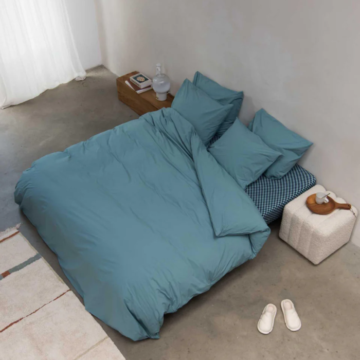 SNURK beddengoed FLANEL Housse de couette bleu minéral 2p - SNURK
