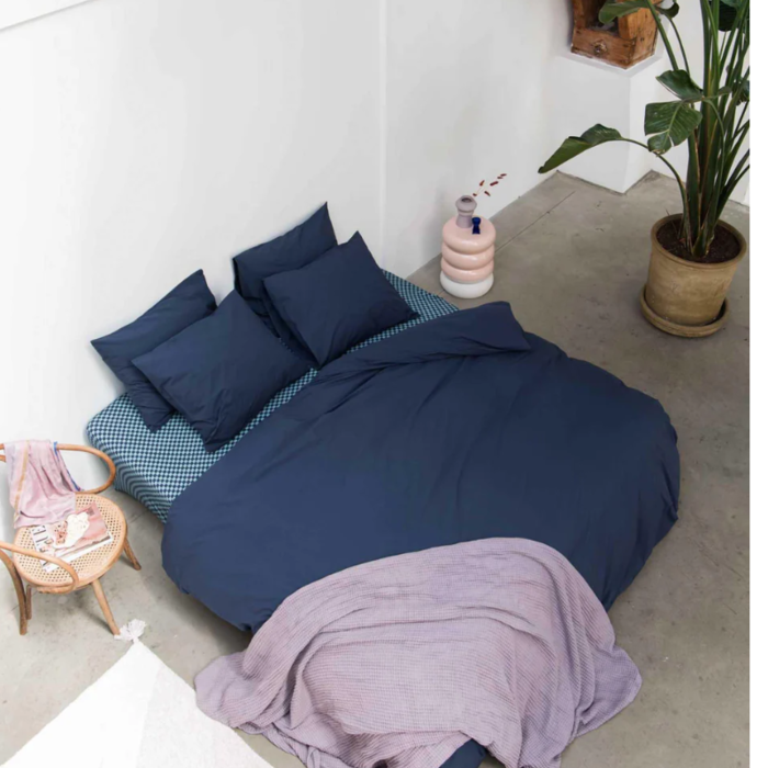 SNURK beddengoed FLANEL Navy blue dekbedovertrek 2p - SNURK