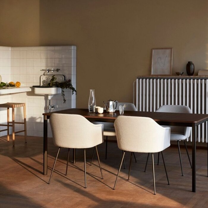 &Tradition Chaise Rely HW35 avec accoudoirs (showroom) - Piètement Chrome - Cifrado 0221 - &Tradition