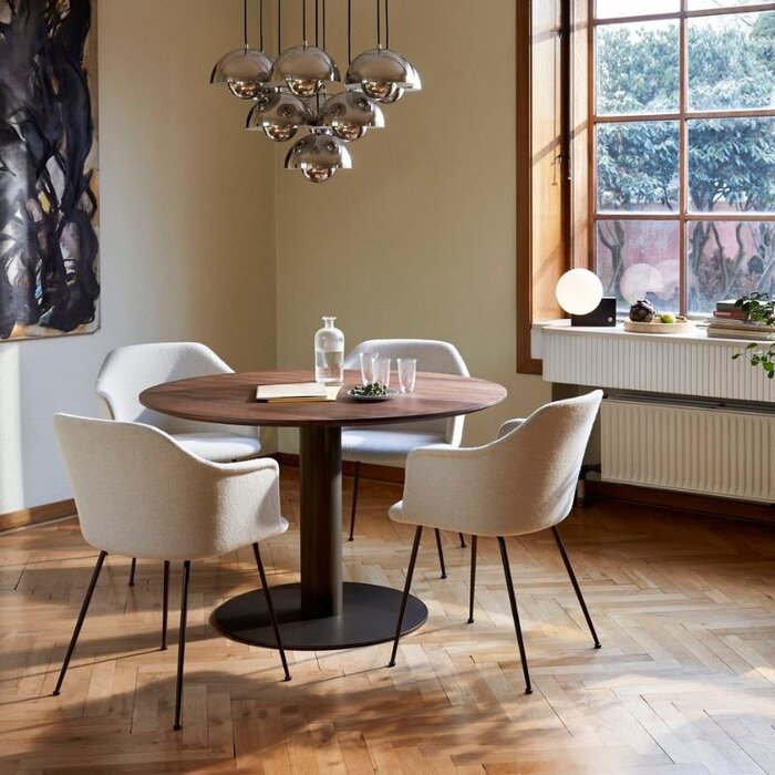 &Tradition Chaise Rely HW35 avec accoudoirs (showroom) - Piètement Chrome - Cifrado 0221 - &Tradition