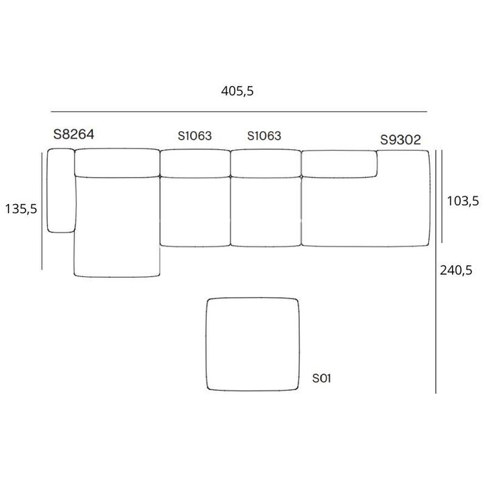 HAY Mags soft sofa low - 4-seater + ottoman - Bolgheri - HAY