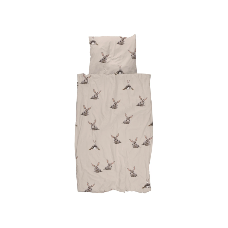 SNURK beddengoed FLANEL Bunny Beige dekbedovertrek 1p/2p - SNURK