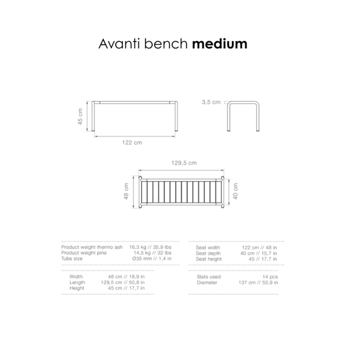 Houe Avanti Bench - Alu - Houe