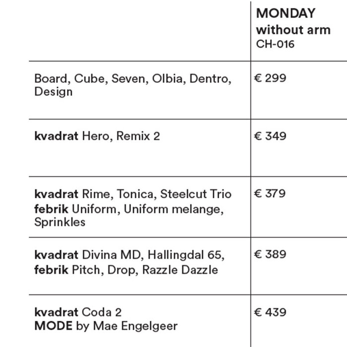 Fest Amsterdam Monday eetkamerstoel zonder armleuning zwart frame