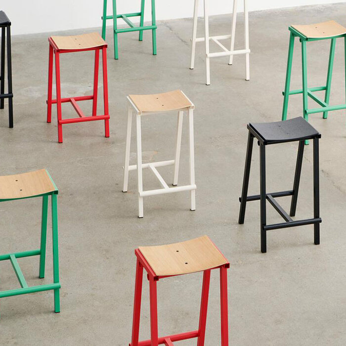 HAY Modèle de stock - Taburete 8 Barkruk - hauteur d'assise 75 cm Eggshell - Oak Veneer - HAY